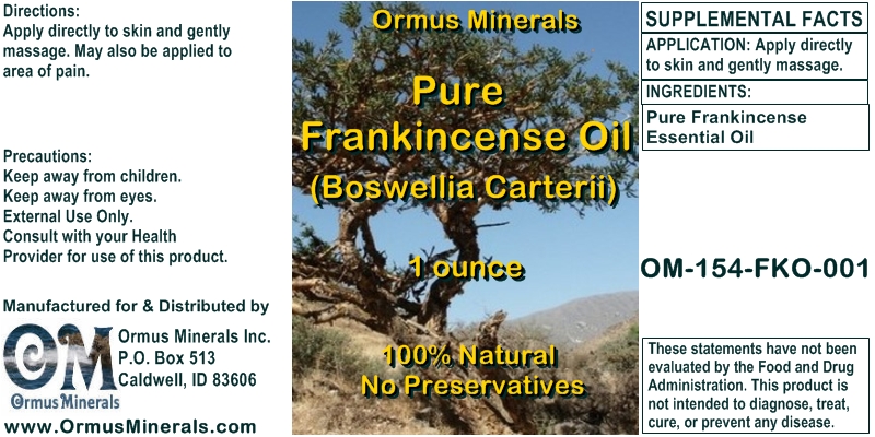 Ormus Minerals Pure Frankincense Oil (Boswellia Carterii) 1 oz