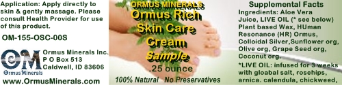 Ormus Minerals Ormus Rich Skin Care Cream .25 oz