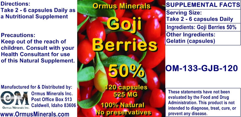 Ormus Minerals Goji Berries 50 Percent Ormus Minerals Goji Berries 50 Percent