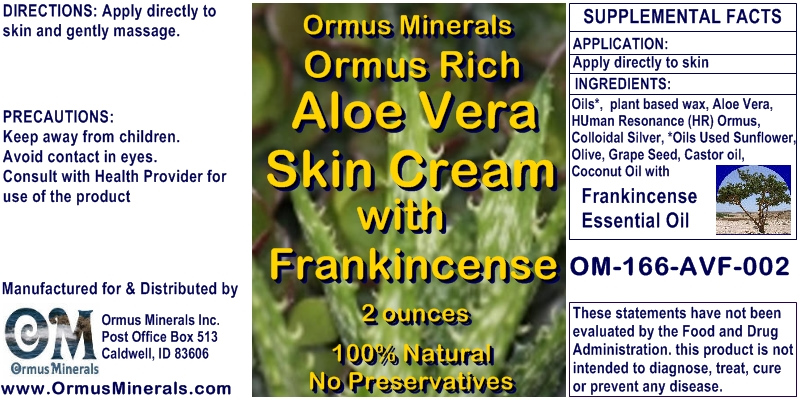 Ormus Minerals - Ormus Rich Aloe Vera Skin Cream with Frankincense